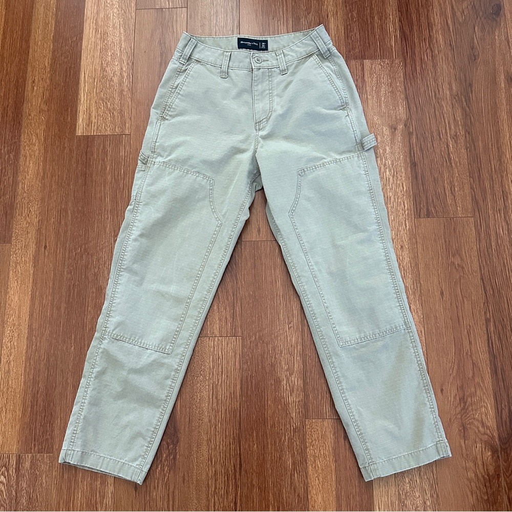 Abercrombie Fitch Mens Loose Ripstop Workwear Carpenter Pants 28x30 Light Brown